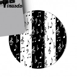 Muismat / Mousepad muziektekens zwart/wit rond
