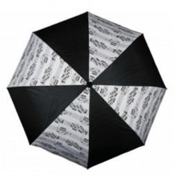 Paraplu zwart/wit met notenbalken (in hoesje)