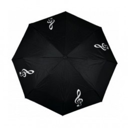 Paraplu zwart met witte vioolsleutels (in hoesje)