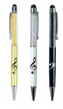 Pen Muzieksleutel Transparant met kristallen