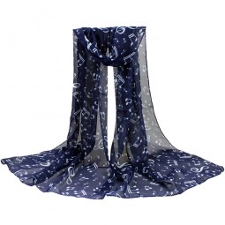 Sjaal blauw met witte muziektekens