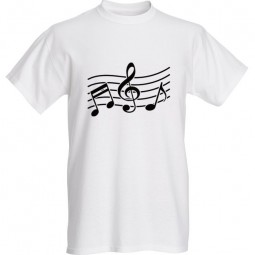 T-shirt notenbalk met muziektekens wit/zwart