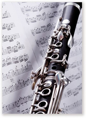 Ansichtkaart klarinet bladmuziek