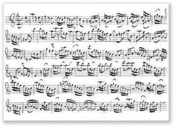 Ansichtkaart notenbalken wit zwart