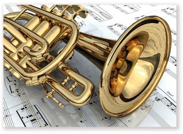 Ansichtkaart trompet bladmuziek