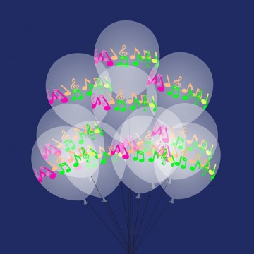Ballon muziektekens neon transparant