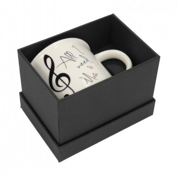 Beker vioolsleutel all i need is music wit zwart