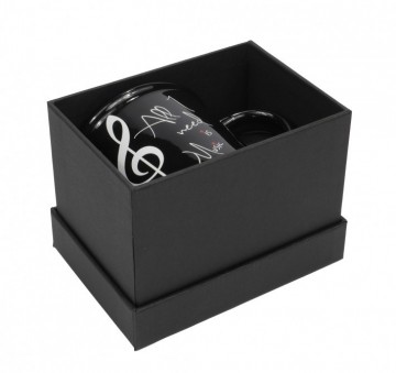 Beker vioolsleutel all i need is music zwart wit