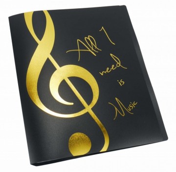 Bladmuziek showalbum all i need is music vioolsleutel zwart goud