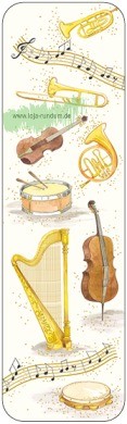Boekenlegger muziekinstrumenten notenbalken