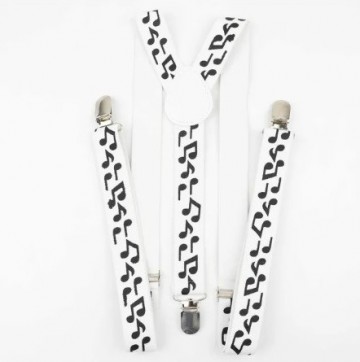 Bretels muzieknoten wit zwart