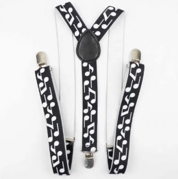 Bretels muzieknoten zwart wit 0