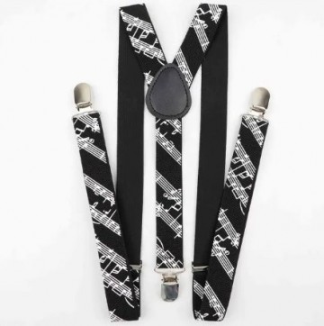 Bretels notenbalken zwart wit