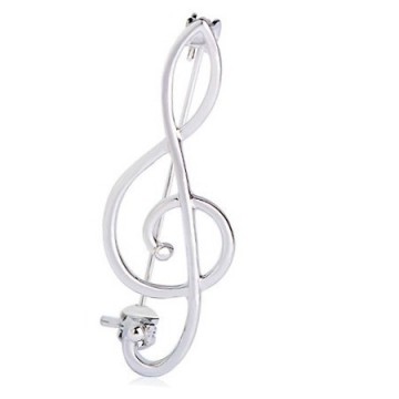 Broche speld vioolsleutel zilver