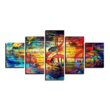 Canvas vioolsleutel meerkleurig groot 0