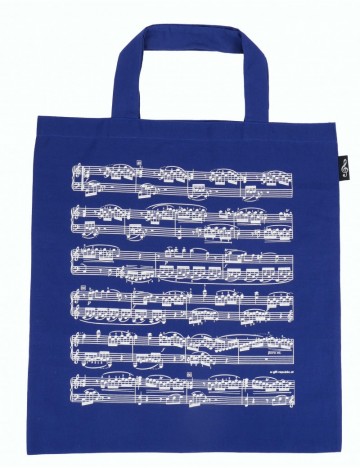 Draagtas notenbalken blauw