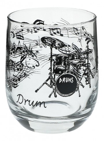 Drinkglas notenbalken golvend met drums