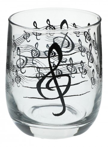 Drinkglas notenbalken golvend met vioolsleutel