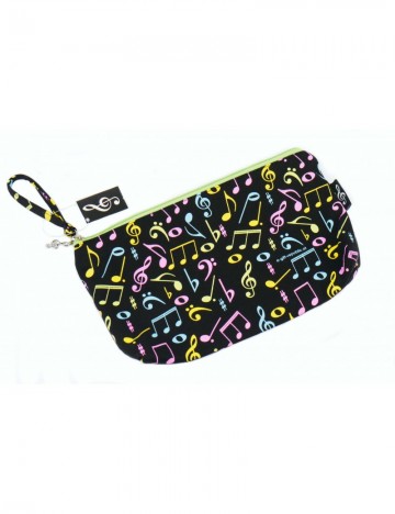 Etui tasje zwart met gekleurde muziektekens b