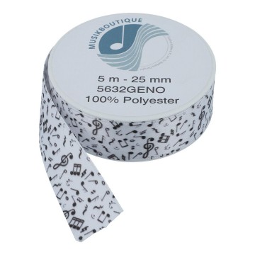 Geschenkband muziektekens wit zwart