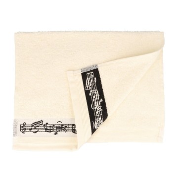 Handdoek 30x50 creme zwart notenbalk 2