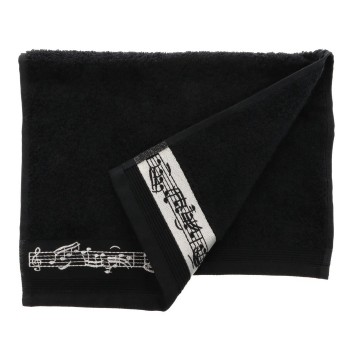 Handdoek 30x50 zwart zilver notenbalk 3