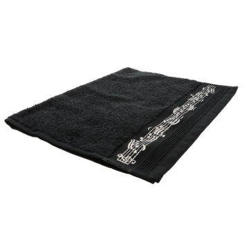 Handdoek 30x50 zwart zilver notenbalk 4