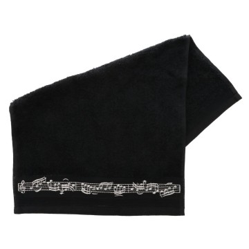 Handdoek 30x50 zwart zilver notenbalk