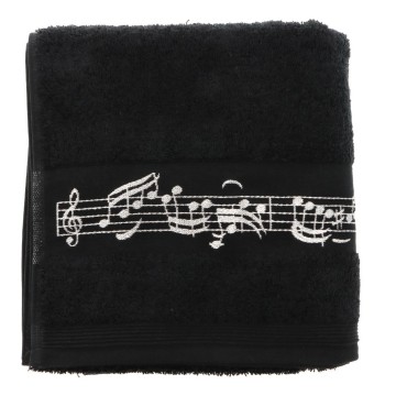 Handoek 50x100 zwart zilver notenbalk 2