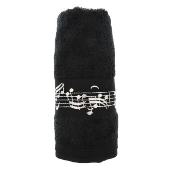 Handoek 50x100 zwart zilver notenbalk 3