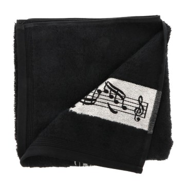 Handoek 50x100 zwart zilver notenbalk 4