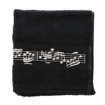 Handoek 50x100 zwart zilver notenbalk 5