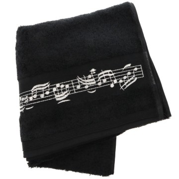 Handoek 50x100 zwart zilver notenbalk 6