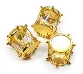 Hangers trommel goud transparant 3 cm