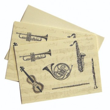Kaartjes met enveloppe brassinstrumenten music gifts