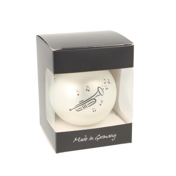 Kerstbal trompet muzieknoten zilver