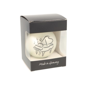 Kerstbal vleugelpiano muzieknoten zilver