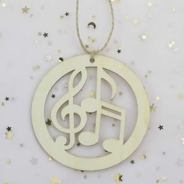 Kersthanger rond muziektekens hout 2