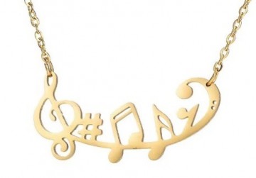 Ketting muziektekens in boogje goud 2