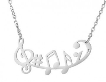 Ketting muziektekens in boogje zilver 2