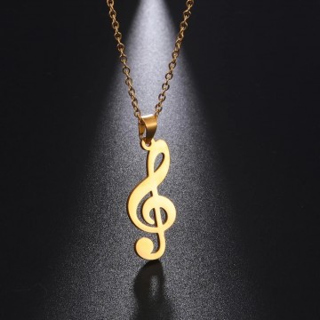 Ketting staal vioolsleutel goud