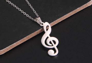 Ketting staal vioolsleutel zilver