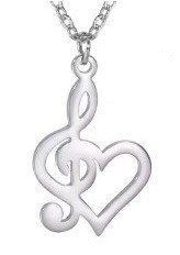 Ketting vioolsleutel hartje zilver