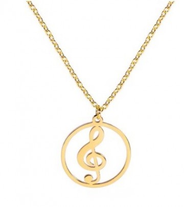 Ketting vioolsleutel in rondje goud