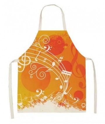 Keukenschort notenbalk oranje