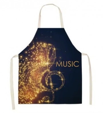 Keukenschort vioolsleutel goud zwart music