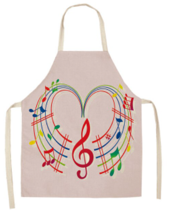 Keukenschort vioolsleutel notenbalken gekleurd