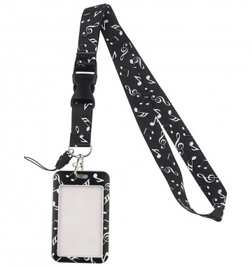 Keycord zwart wit met badge 6