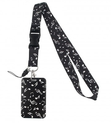 Keycord zwart wit met badge 7