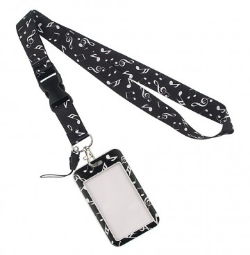 Keycord zwart wit met badge 8